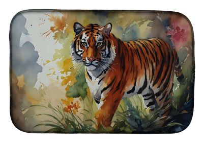 Bengal Tiger Dish Drying Mat Absorbent Dish Drying Mat Pad for Kitchen Counter Dish Drainer Mat for Countertop, 14 x 21", Multicolor