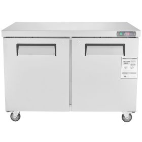 48" Commercial Frozen Refrigerator Sandwich & Salad Prep Table, 12.9 Cu. Ft Stainless Steel Refrigerated Food Prep Station with 2 Doors